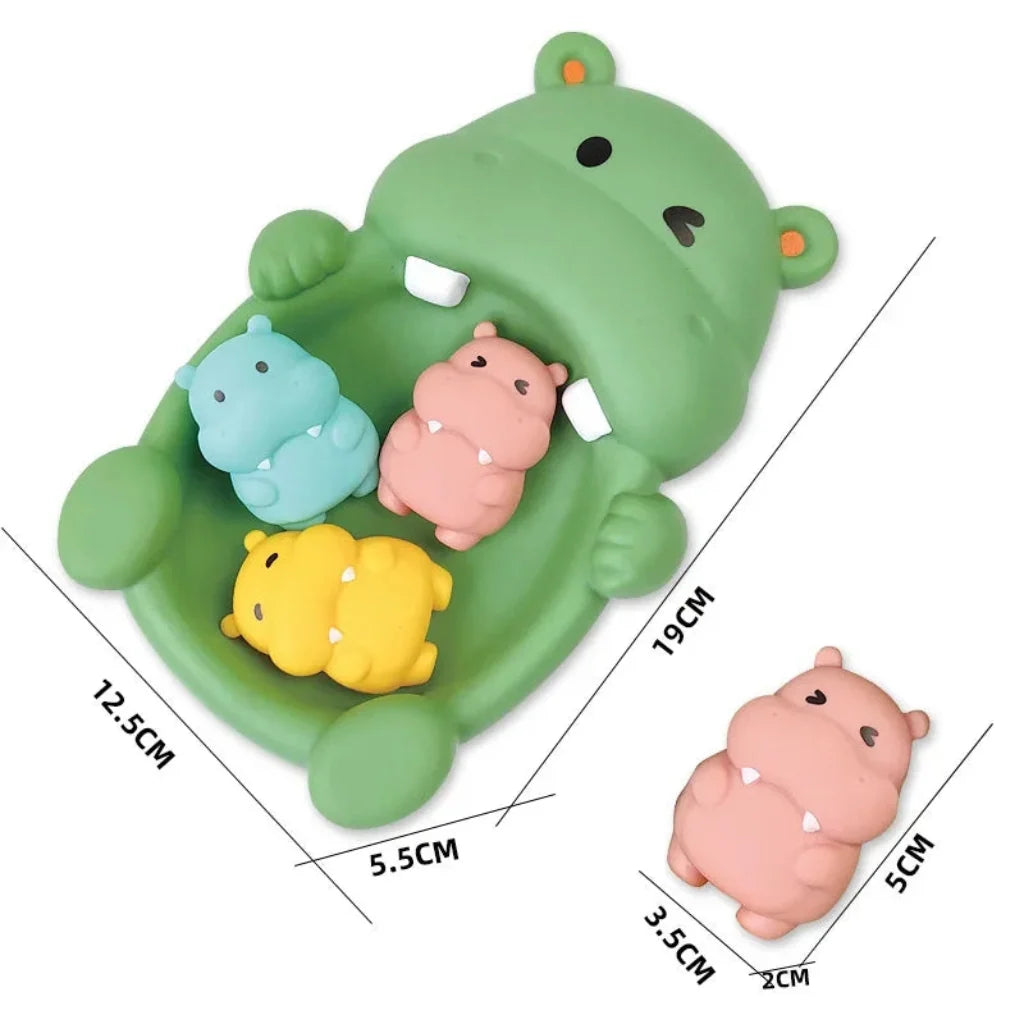 Floating Bath Toy Set Animal Hippo Otter Multicolour with Sealed Design