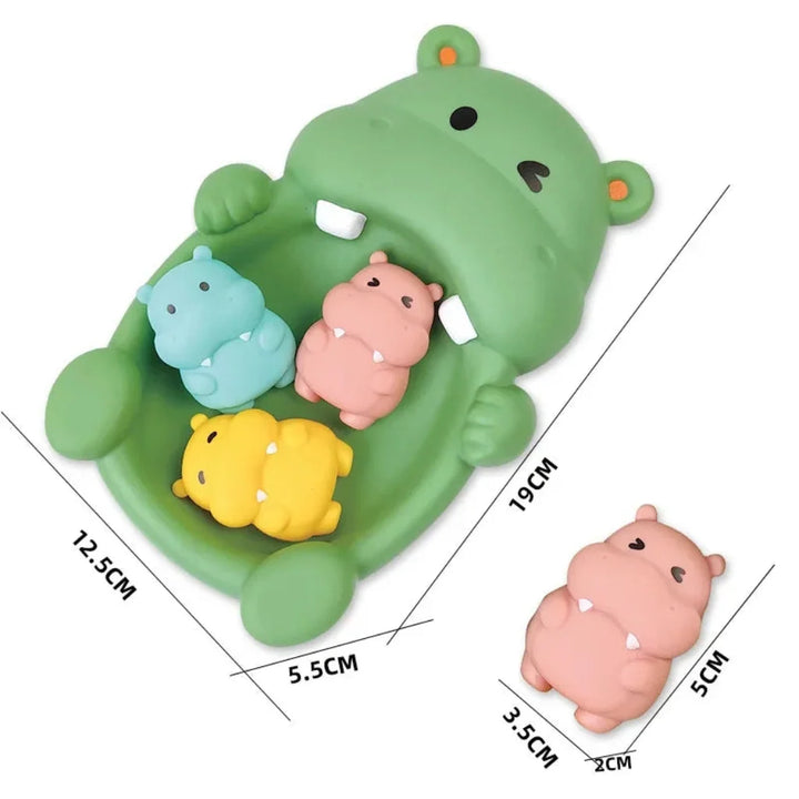 Floating Bath Toy Set Animal Hippo Otter Multicolour with Sealed Design