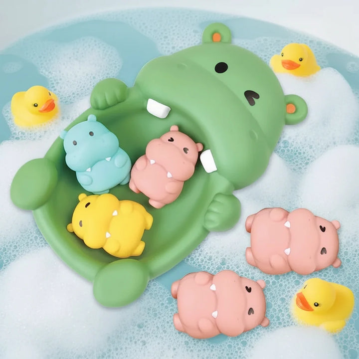 Floating Bath Toy Set Animal Hippo Otter Multicolour with Sealed Design