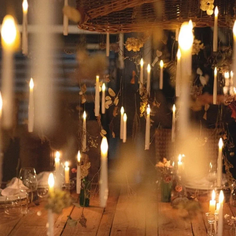 Floating LED Candle Set | Wand Remote Control, Flameless Design | Safe Mess-Free Ambient Lighting for Parties &amp; Décor