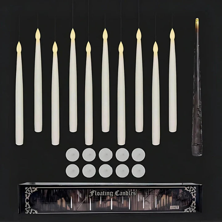 Floating LED Candle Set | Wand Remote Control, Flameless Design | Safe Mess-Free Ambient Lighting for Parties &amp; Décor