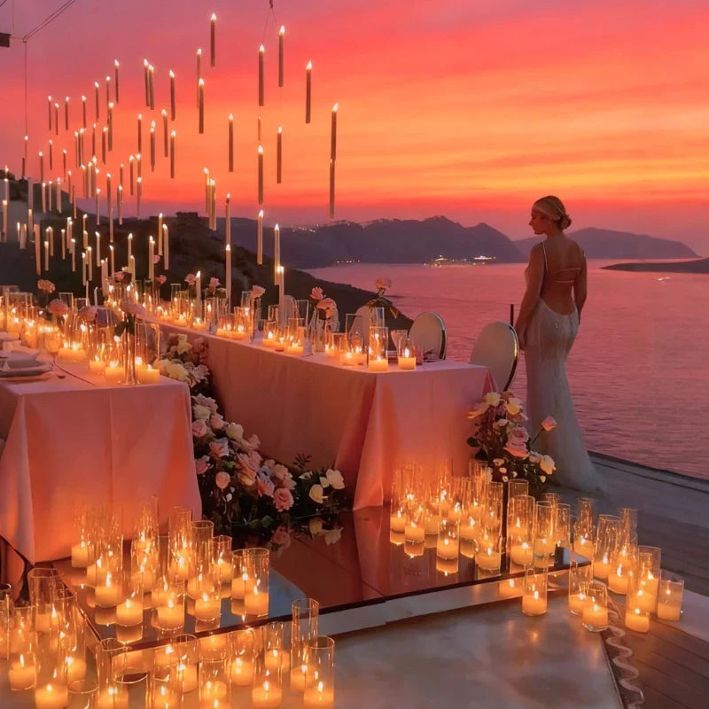 Floating LED Candle Set | Wand Remote Control, Flameless Design | Safe Mess-Free Ambient Lighting for Parties & Décor