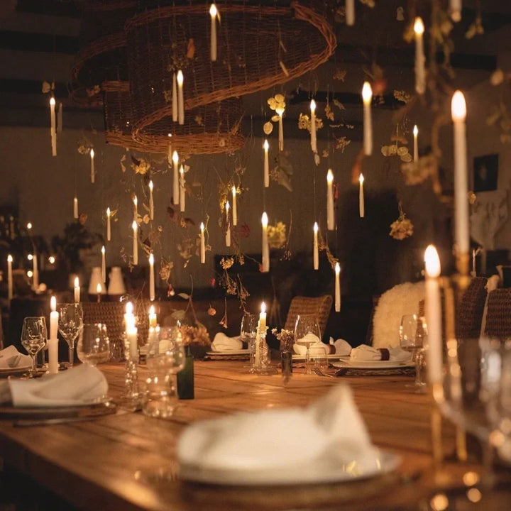 Floating LED Candle Set | Wand Remote Control, Flameless Design | Safe Mess-Free Ambient Lighting for Parties &amp; Décor