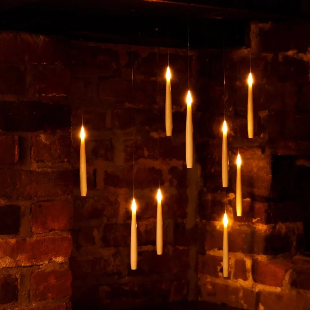 Floating LED Candle Set | Wand Remote Control, Flameless Design | Safe Mess-Free Ambient Lighting for Parties &amp; Décor