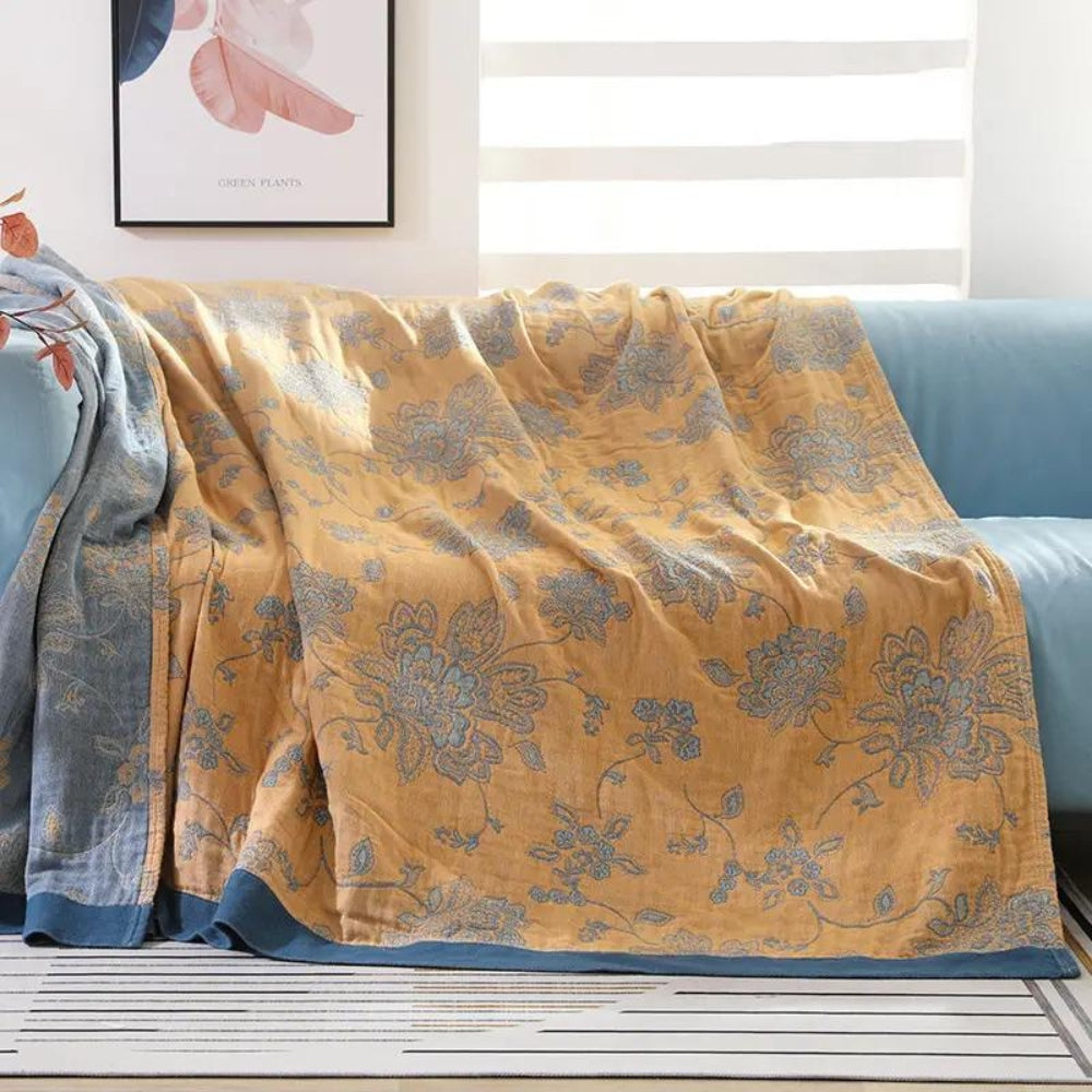 Floral Jacquard Blanket | Lightweight All-Season Throw | Breathable, Machine Washable Cover for Bed, Sofa or Lounge