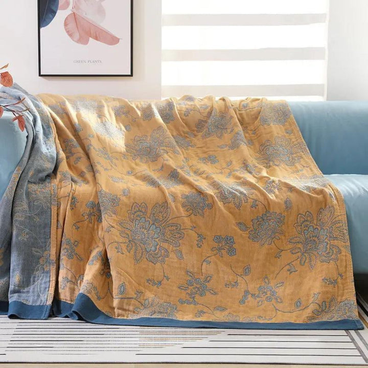 Floral Jacquard Blanket | Lightweight All-Season Throw | Breathable, Machine Washable Cover for Bed, Sofa or Lounge