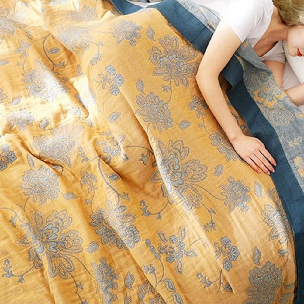 Floral Jacquard Blanket | Lightweight All-Season Throw | Breathable, Machine Washable Cover for Bed, Sofa or Lounge