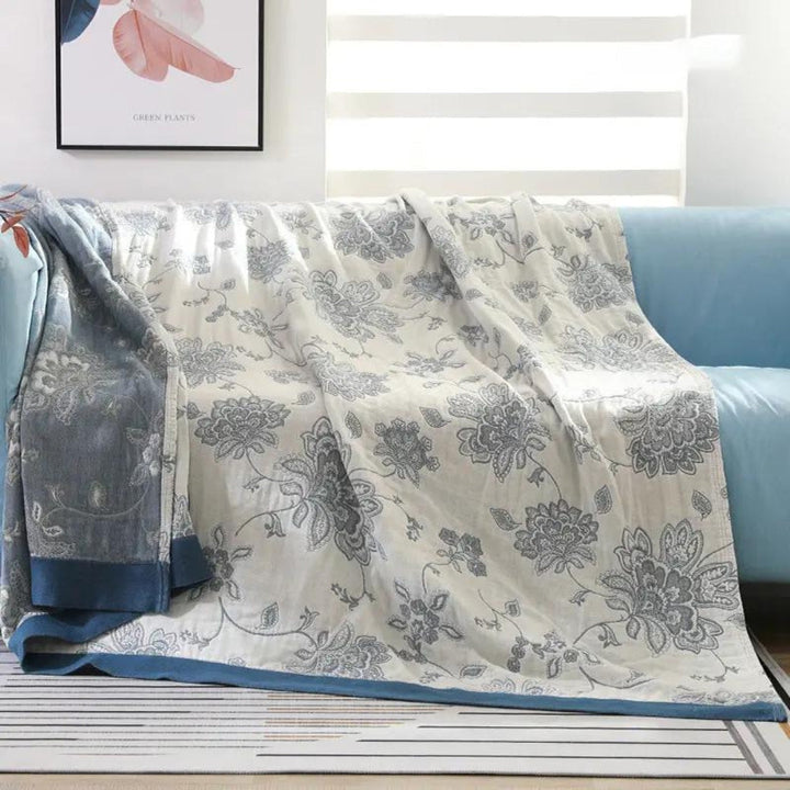 Floral Jacquard Blanket | Lightweight All-Season Throw | Breathable, Machine Washable Cover for Bed, Sofa or Lounge