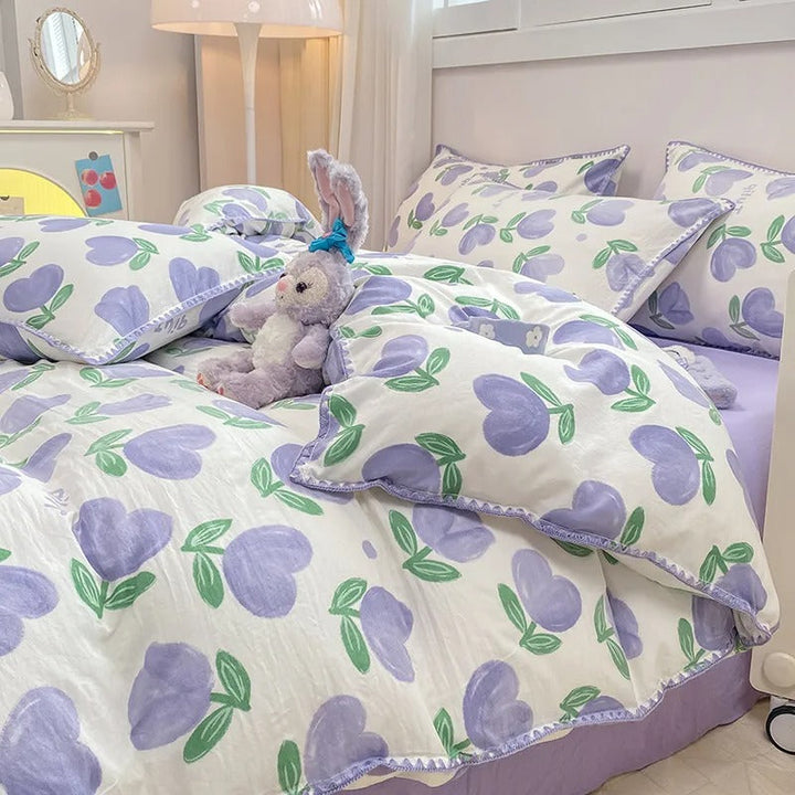 Floral Print Bedding Set | Duvet Cover, Bed Sheet &amp; Pillowcases | Machine Washable Woven Fabric, 4 Sizes, 6 Colours