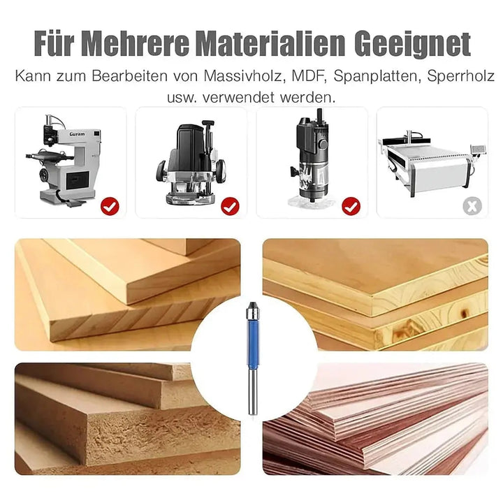 Flush Trim Router Bit Set Carbide 0.6 cm Shank with Double Bearing Guide