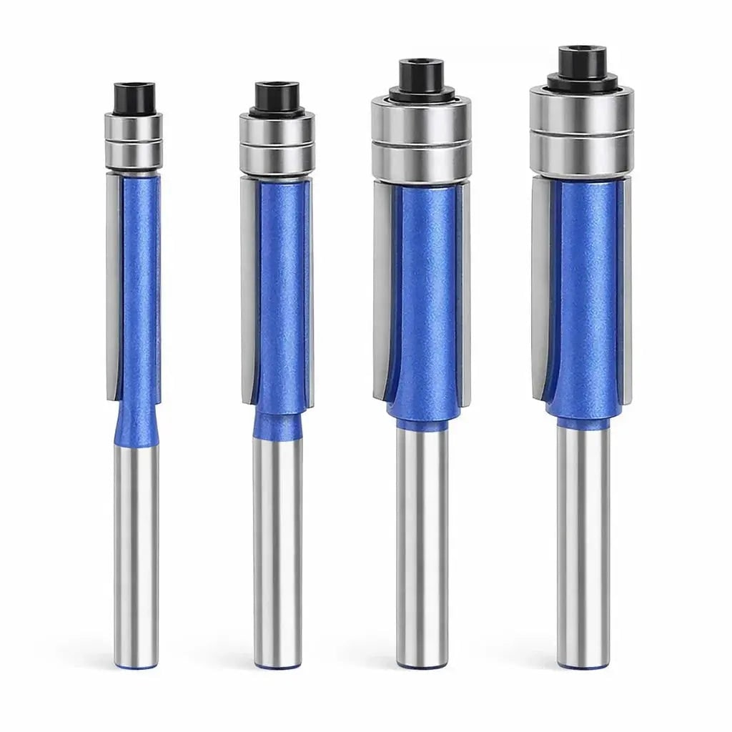 Flush Trim Router Bit Set Carbide 0.6 cm Shank with Double Bearing Guide