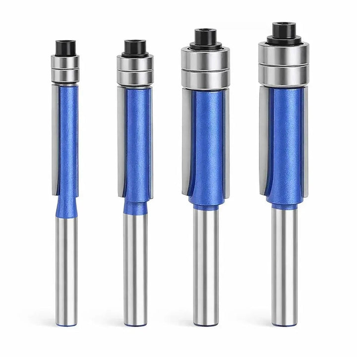 Flush Trim Router Bit Set Carbide 0.6 cm Shank with Double Bearing Guide
