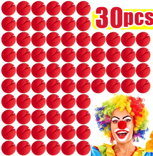 Foam Clown Nose Costume Prop | 1 to 100-Piece Bulk Packs | Soft Reusable Sponge for Parties, Halloween &amp; Circus Shows