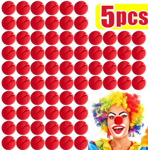 Foam Clown Nose Costume Prop | 1 to 100-Piece Bulk Packs | Soft Reusable Sponge for Parties, Halloween &amp; Circus Shows
