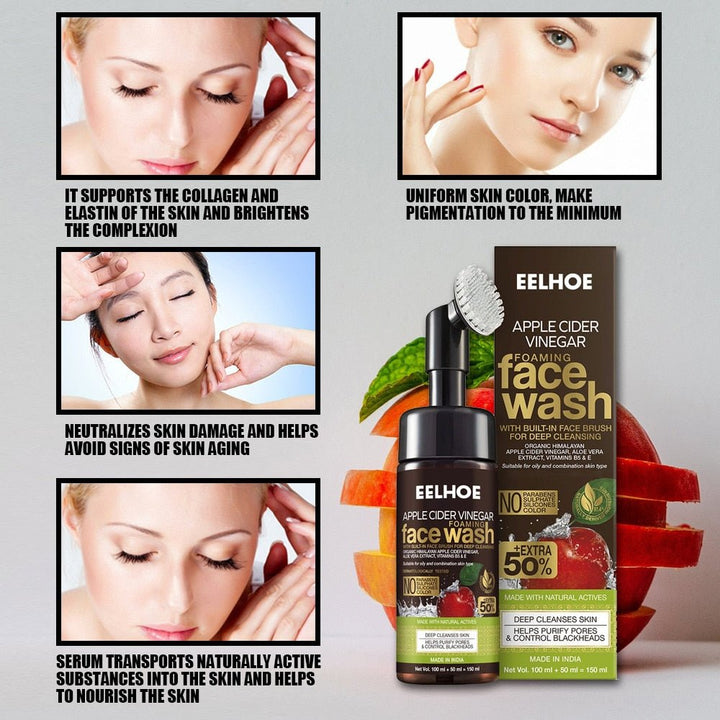 Foam Face Wash | Built-In Brush Head, One-Press Pump