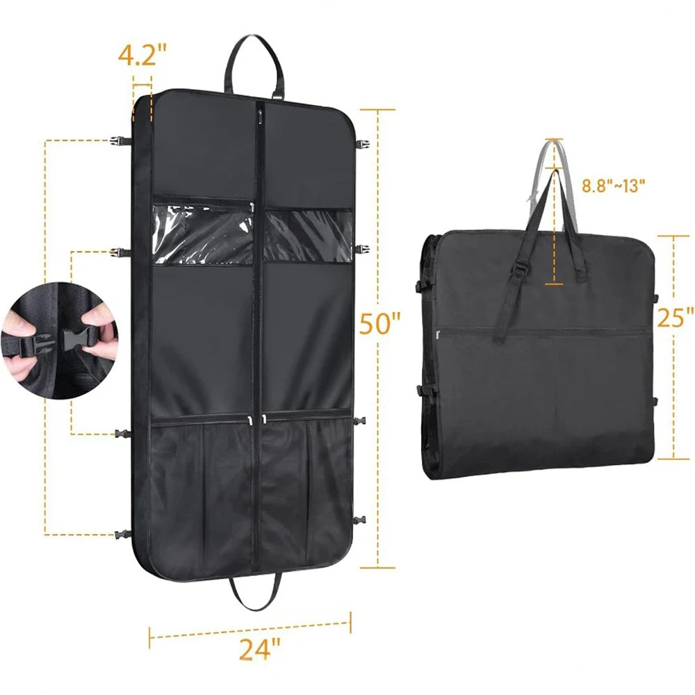 Foldable Garment Bag | Oxford Travel Suit Carrier 127 x 61cm with Pockets