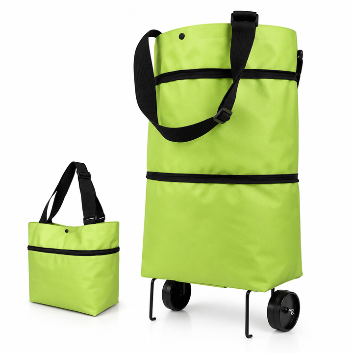 Foldable Shopping Trolley Expandable with Water-Resistant Fabric