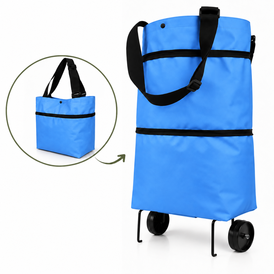 Foldable Shopping Trolley Expandable with Water-Resistant Fabric