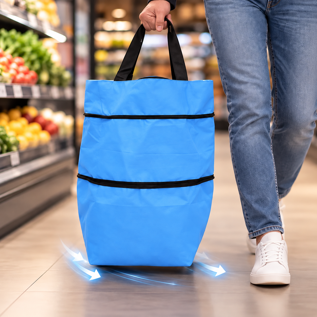 Foldable Shopping Trolley Expandable with Water-Resistant Fabric