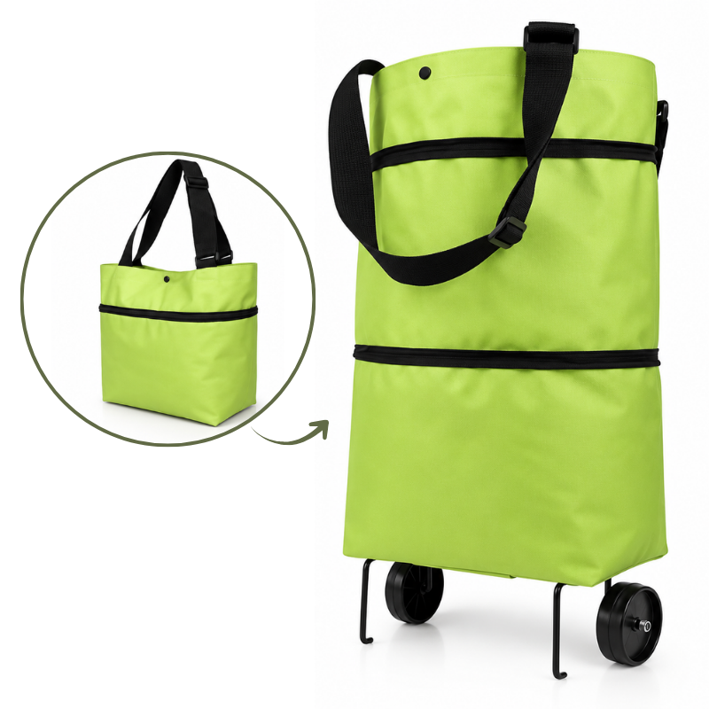 Foldable Shopping Trolley Expandable with Water-Resistant Fabric
