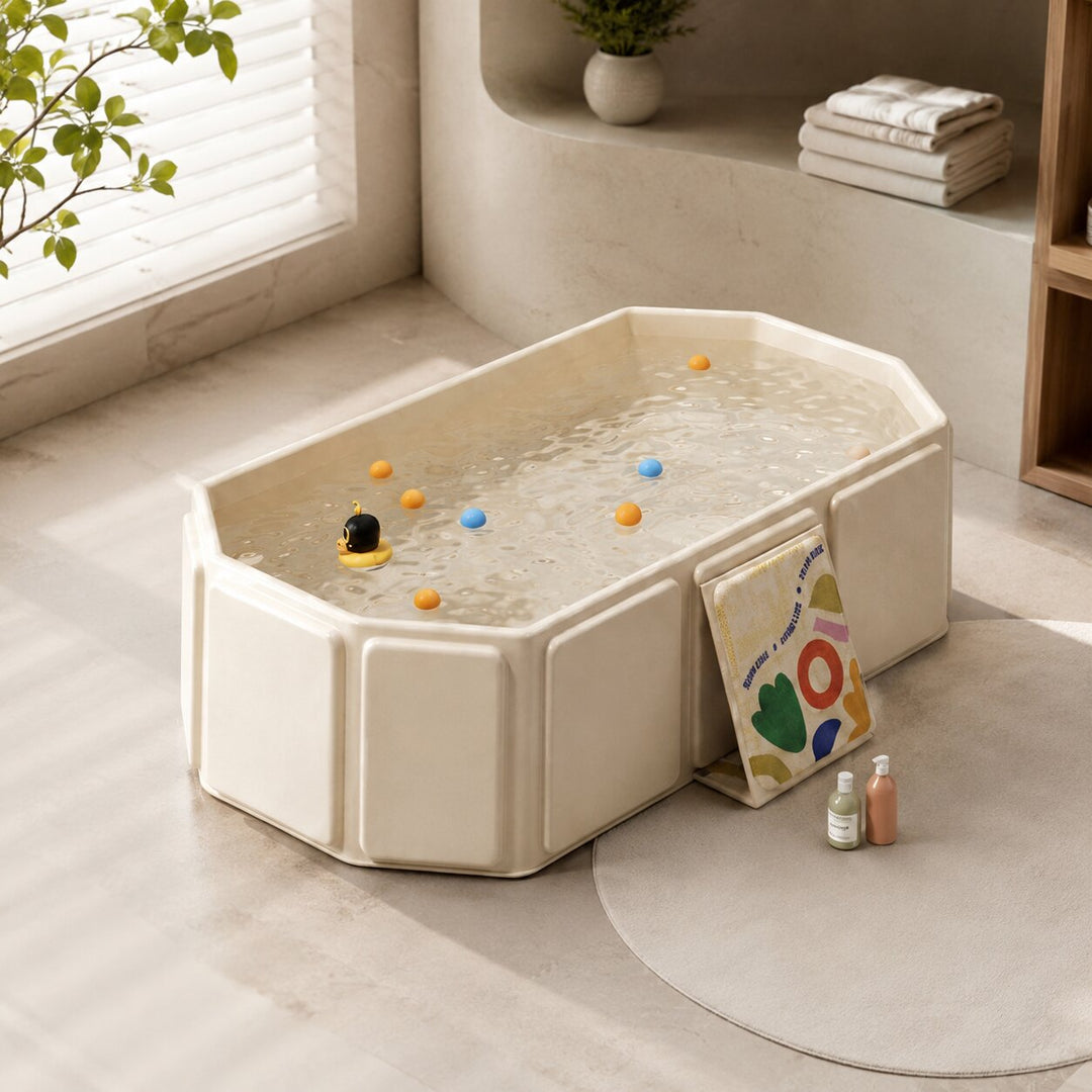 Folding Baby Bath Tub Plastic | Non-Slip Base | Compact Fold for Easy Storage, Travel and Lightweight for Small Bathrooms