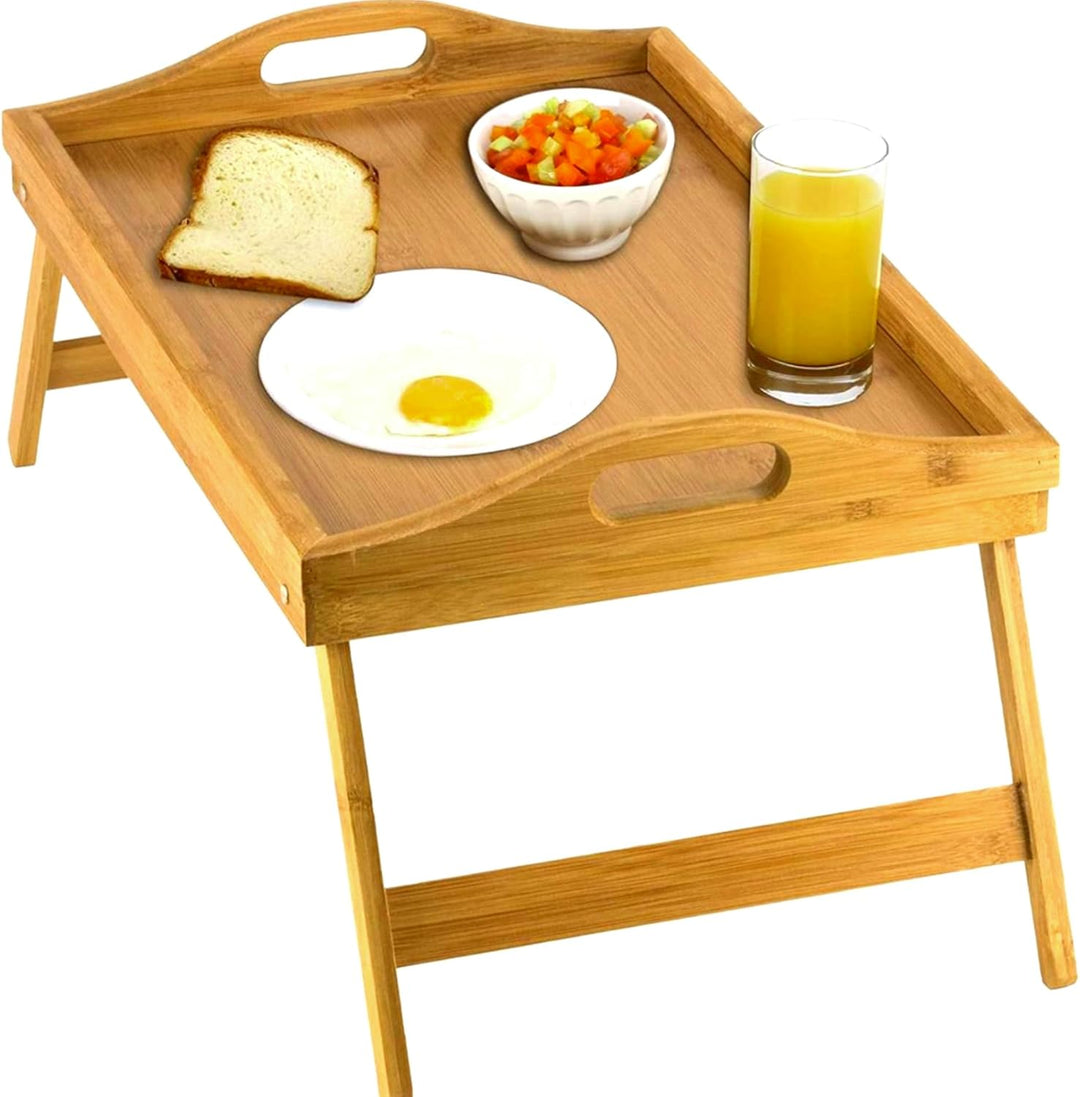 Folding Bed Table Tray with Carry Handles Raised Edge