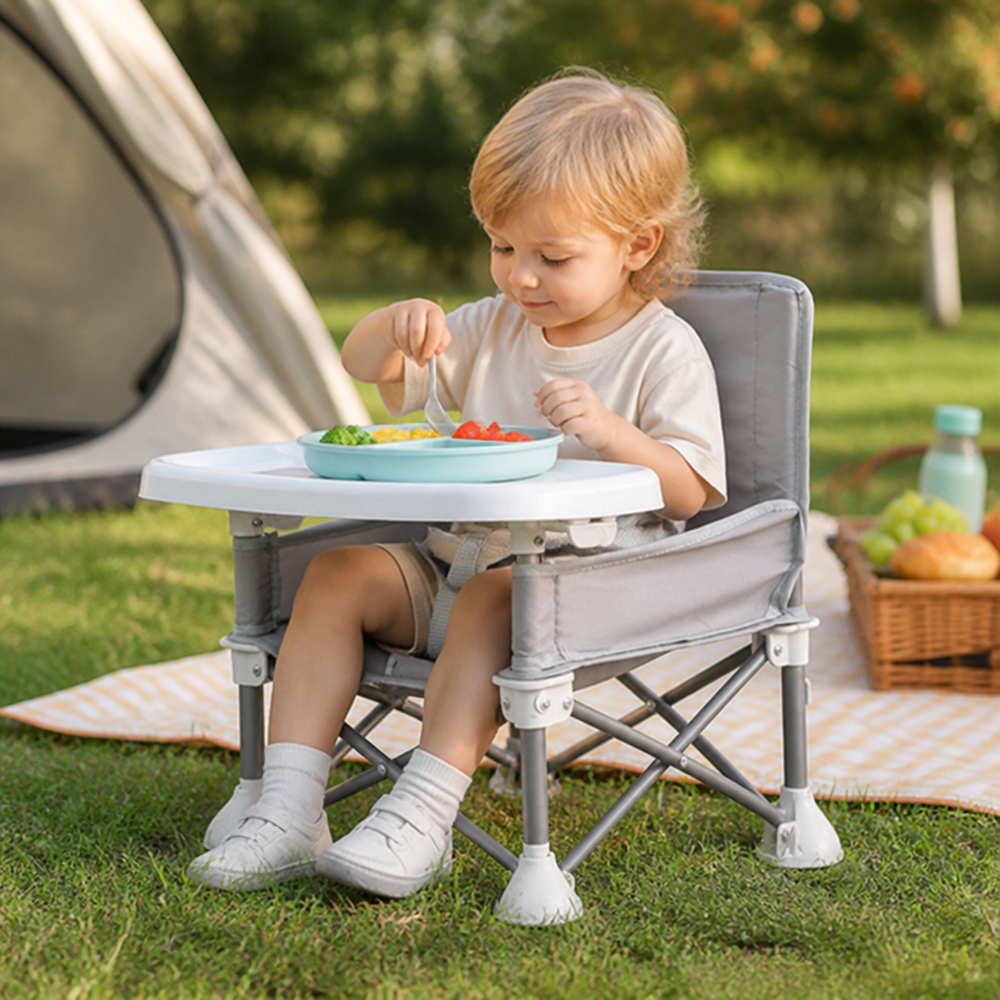 Folding Children's Chair | Clip-On Tray, Wide Feet