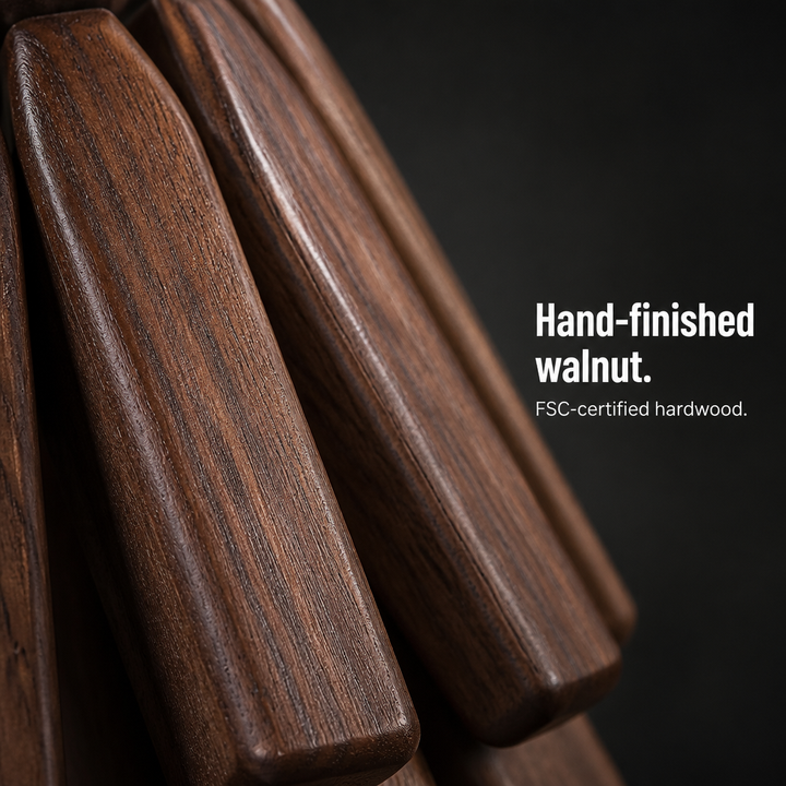 Folding Tree Trivet, Walnut or Beech Hardwood, Opens to 28 cm | Sculptural Design | Shields Tables from Heat Marks