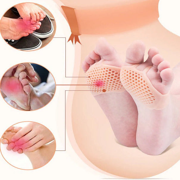 Forefoot Gel Cushion Pads, Pair | Breathable Silicone, Washable &amp; Reusable | Ball of Foot Cushioning Support for Shoes