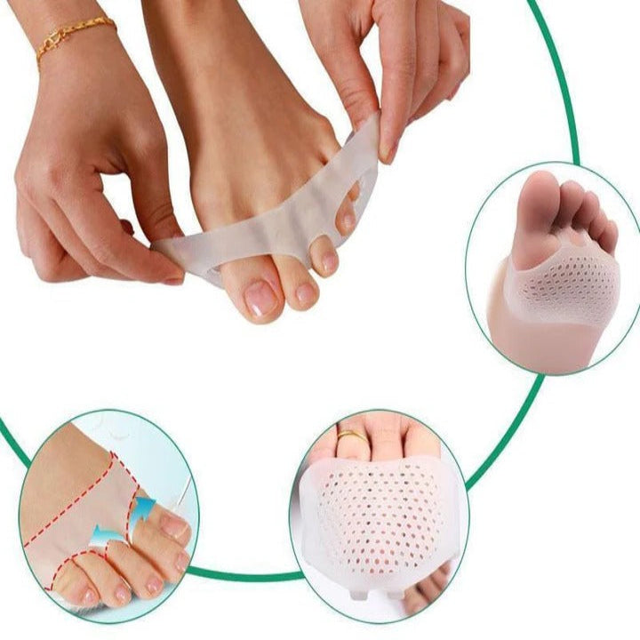 Forefoot Gel Cushion Pads, Pair | Breathable Silicone, Washable &amp; Reusable | Ball of Foot Cushioning Support for Shoes