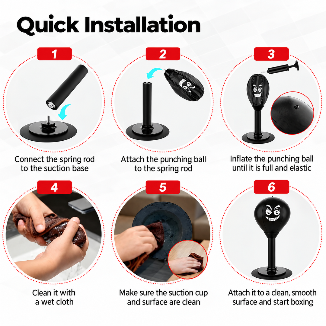 Freestanding Punch Ball | Suction Cup Base with Spring Rebound | No-Tools Setup for Stress Relief and Boxing Practice