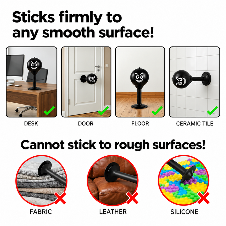 Freestanding Punch Ball | Suction Cup Base with Spring Rebound | No-Tools Setup for Stress Relief and Boxing Practice