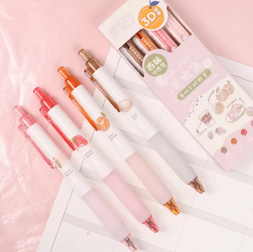 Fruit Scented Gel Pens 0.5mm Tip | 3D Fruit Design Gel Set | Smooth Writing for School, Journaling and Scrapbooking