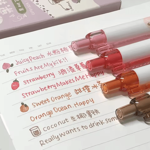 Fruit Scented Gel Pens 0.5mm Tip | 3D Fruit Design Gel Set | Smooth Writing for School, Journaling and Scrapbooking
