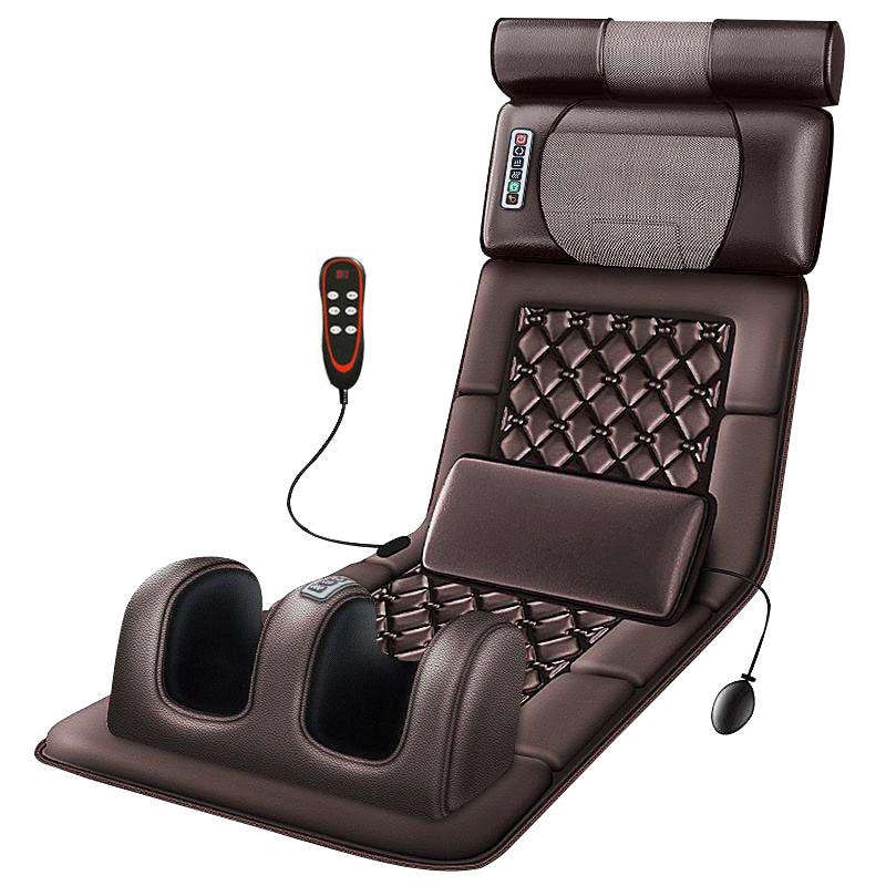 Full Body Massage Mat with Heat, Kneading &amp; Vibration | Grey or Brown, Diamond Quilted | Detachable Foot Massager &amp; Neck Nodes