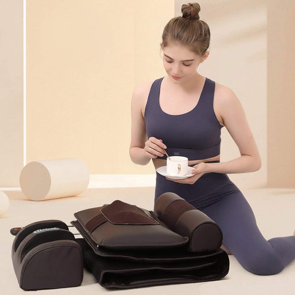 Full Body Massage Mat with Heat, Kneading &amp; Vibration | Grey or Brown, Diamond Quilted | Detachable Foot Massager &amp; Neck Nodes