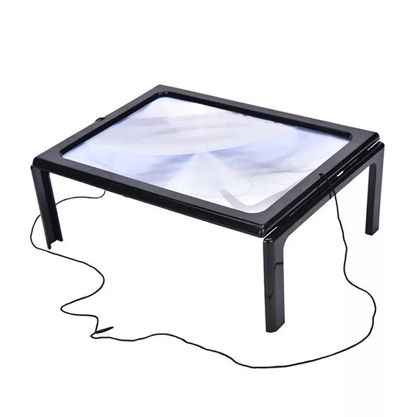 Full Page Magnifying Glass with LED Light | 3x Magnification, Foldable &amp; Hands-Free Stand | Reduces Eye Strain While Reading