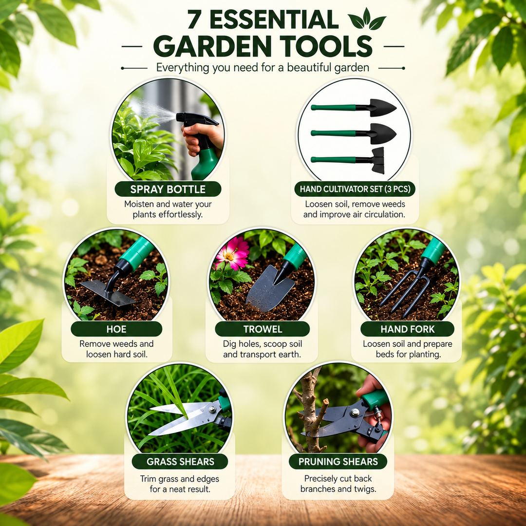 Garden Tool Set Stainless Steel | 10 Pieces with Hard Case | Rust-Resistant Heads, Ergonomic ABS Grips, Portable