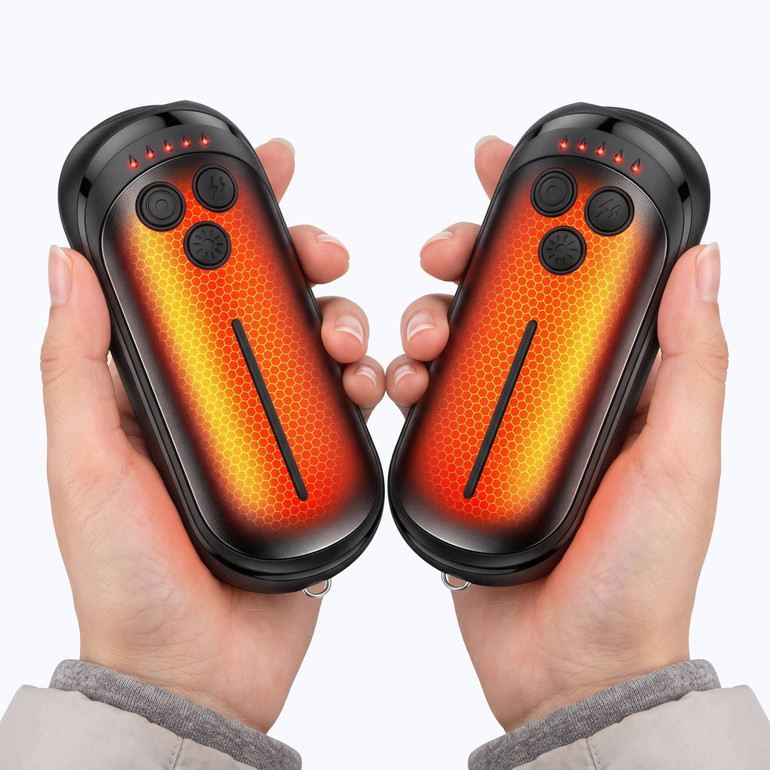 Rechargeable Hand Warmers 2 Pack | AI Smart Chip, 5 Heat Settings | 6000mAh Battery, 15 Hour Warmth, Snap-On Fit 1