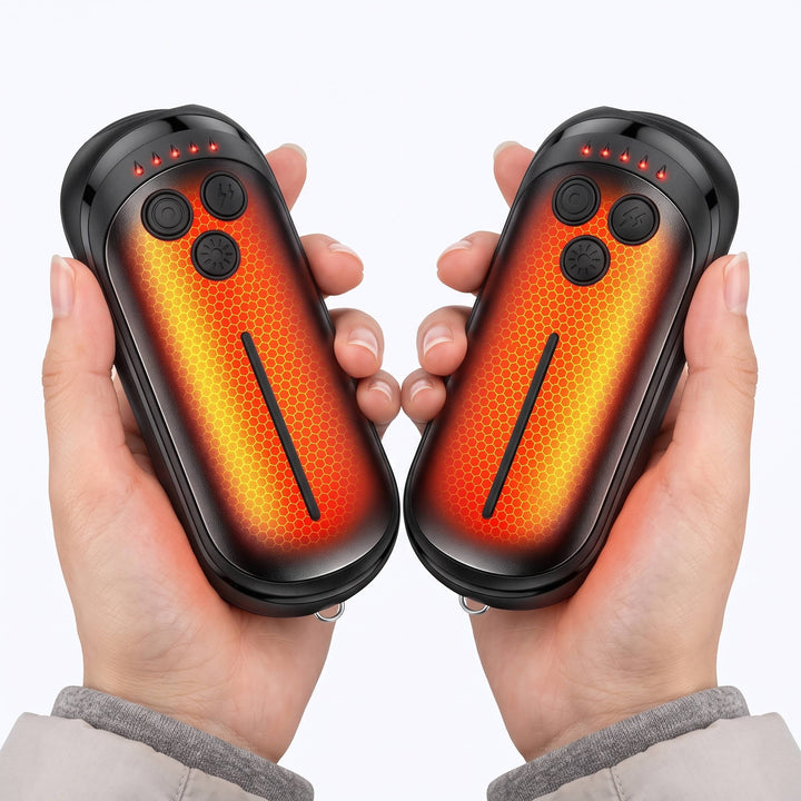 Rechargeable Hand Warmers 2 Pack | AI Smart Chip, 5 Heat Settings | 6000mAh Battery, 15 Hour Warmth, Snap-On Fit 1