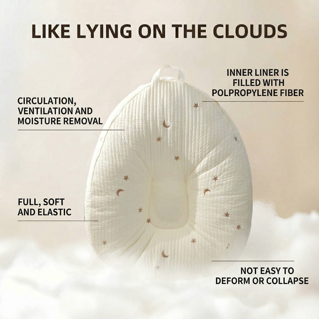 Baby Lounger Pillow Cotton | Contoured Support with Side Pocket and Carry Handles | Non Slip Breathable Nest for Naps 3