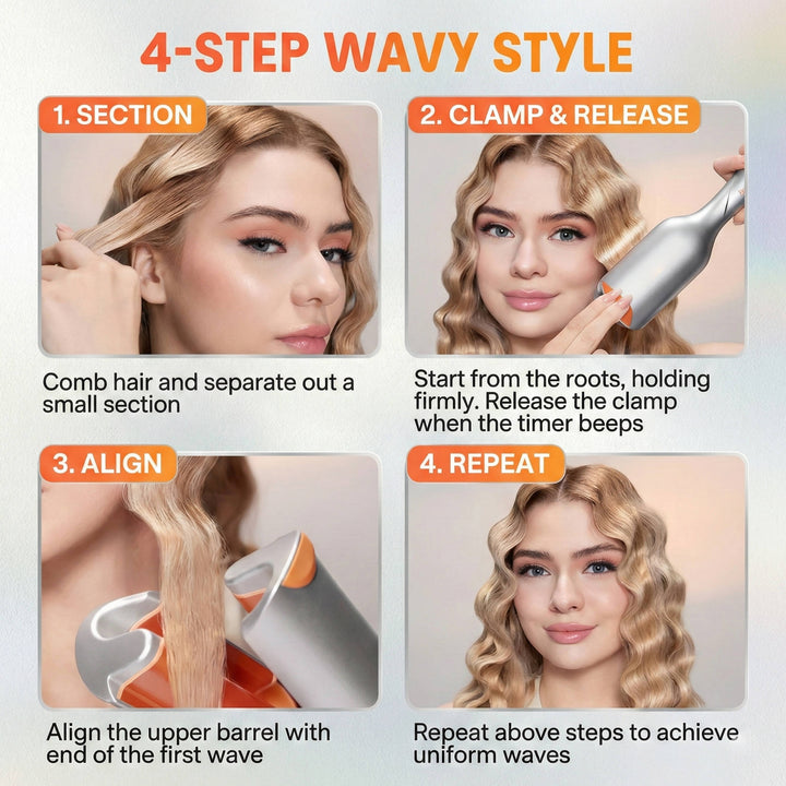 Hair Waver with Dual Barrel Design | 50 Million Ion Ceramic Coating | 10 Min Quick Wave, Smart Timer, 5 Heat Settings 6
