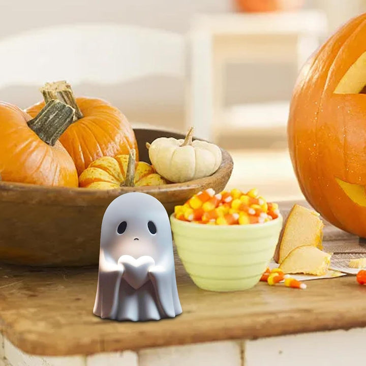 Ghost Figurine Halloween Decor | Matte Resin Tabletop Decoration | White / Black