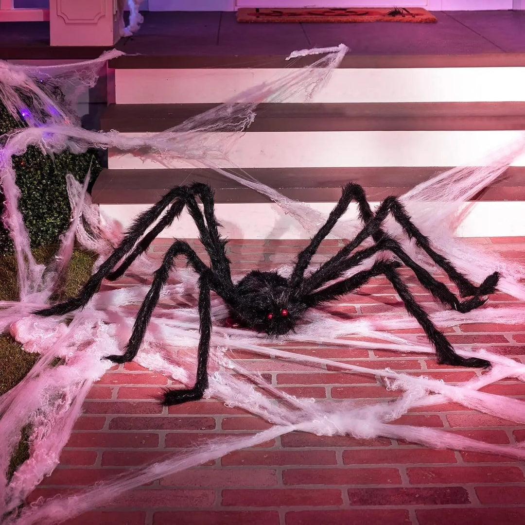 Giant Spider Decoration Halloween | Poseable Bendable Legs | Shaggy Faux Fur Weather-Resistant Outdoor Indoor Decor