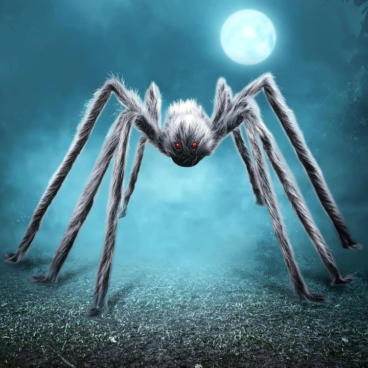 Giant Spider Decoration Halloween | Poseable Bendable Legs | Shaggy Faux Fur Weather-Resistant Outdoor Indoor Decor
