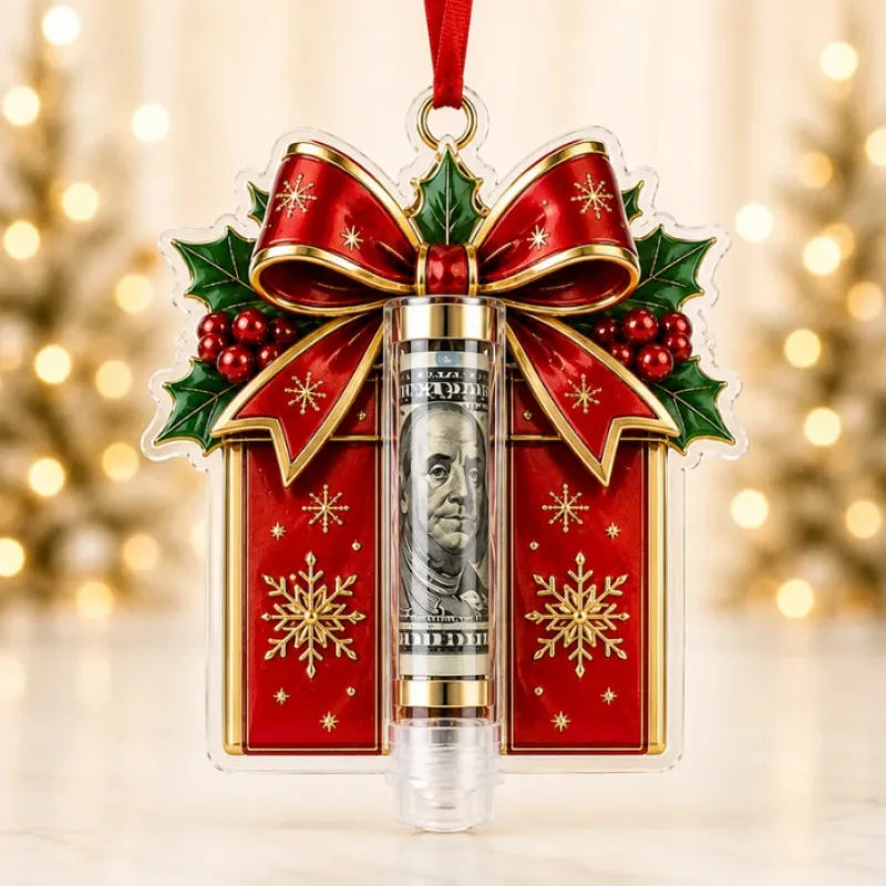 Gift Box Ornament Hanging Christmas Tree Festive with Hidden Compartment