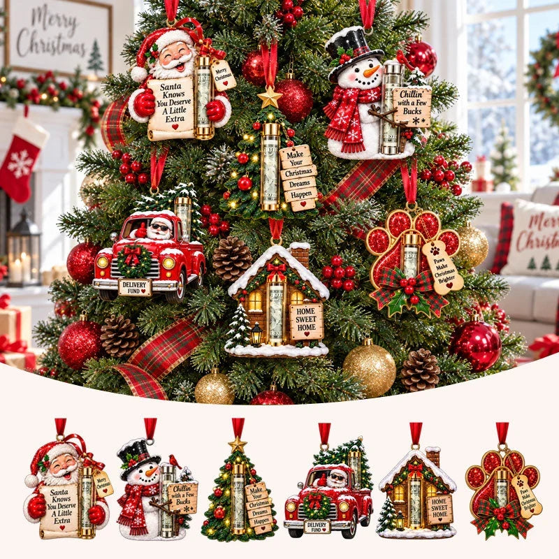 Gift Box Ornament Hanging Christmas Tree Festive with Hidden Compartment