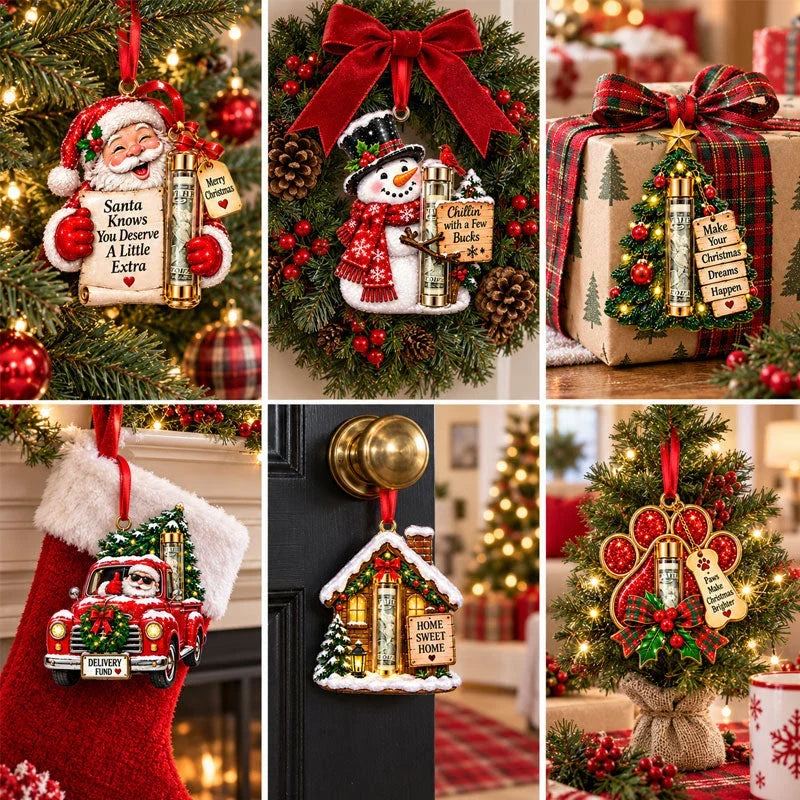 Gift Box Ornament Hanging Christmas Tree Festive with Hidden Compartment