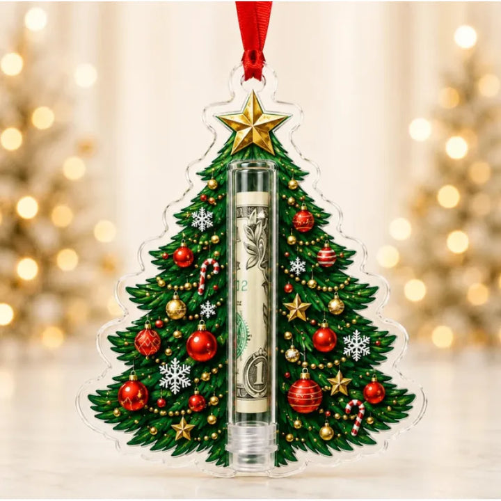 Gift Box Ornament Hanging Christmas Tree Festive with Hidden Compartment