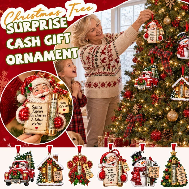 Gift Box Ornament Hanging Christmas Tree Festive with Hidden Compartment